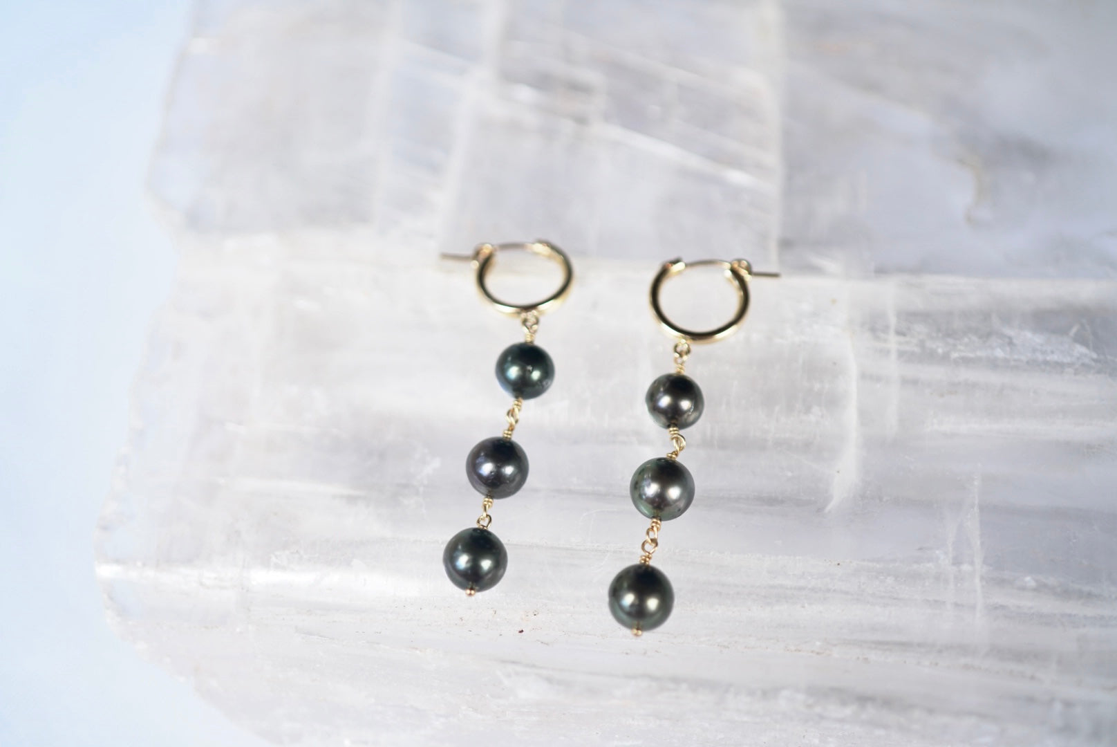 TRIPLE PEARL HOOPS