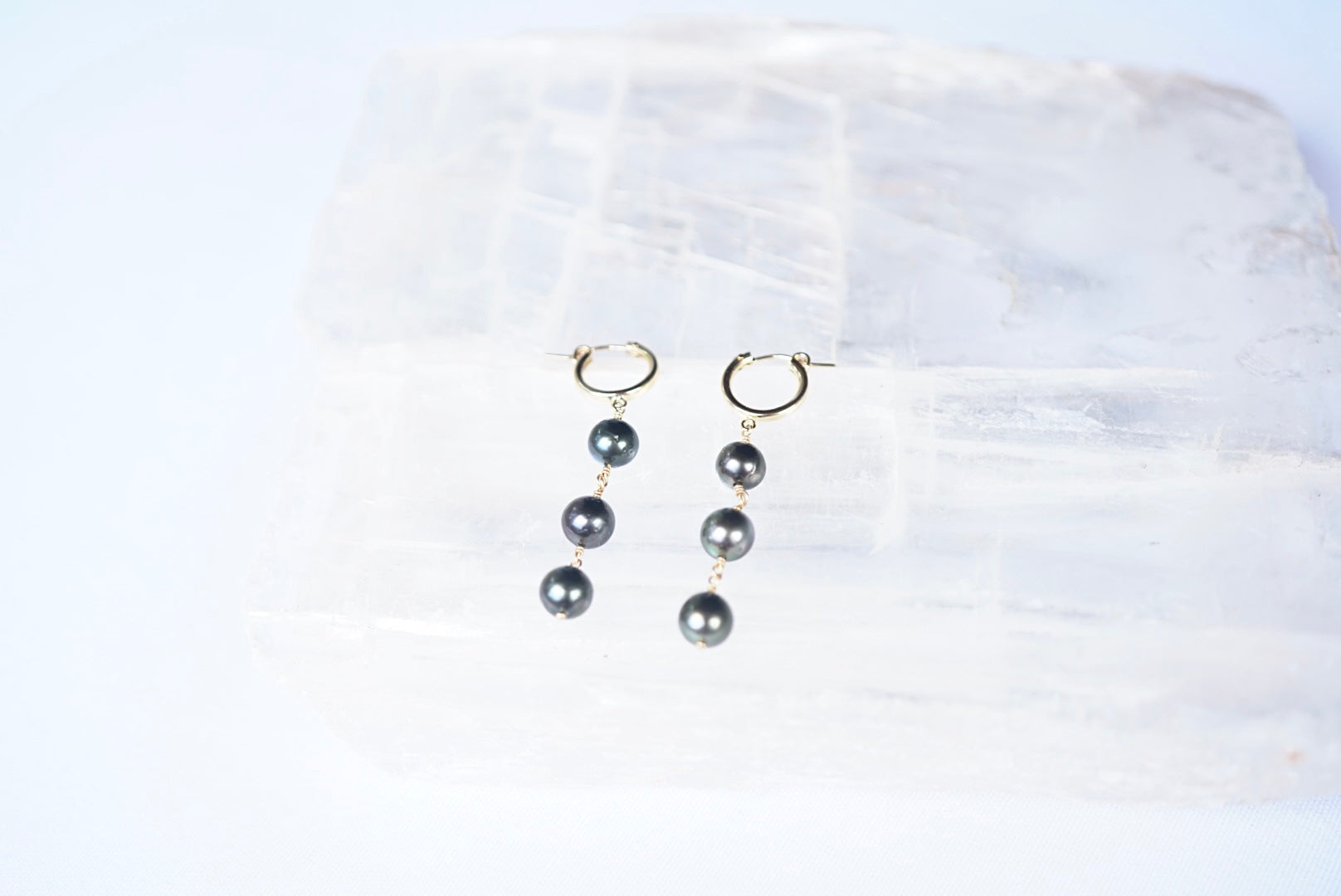 TRIPLE PEARL HOOPS