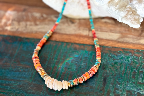 SPINY OYSTER PUKA SHELL NECKLACE